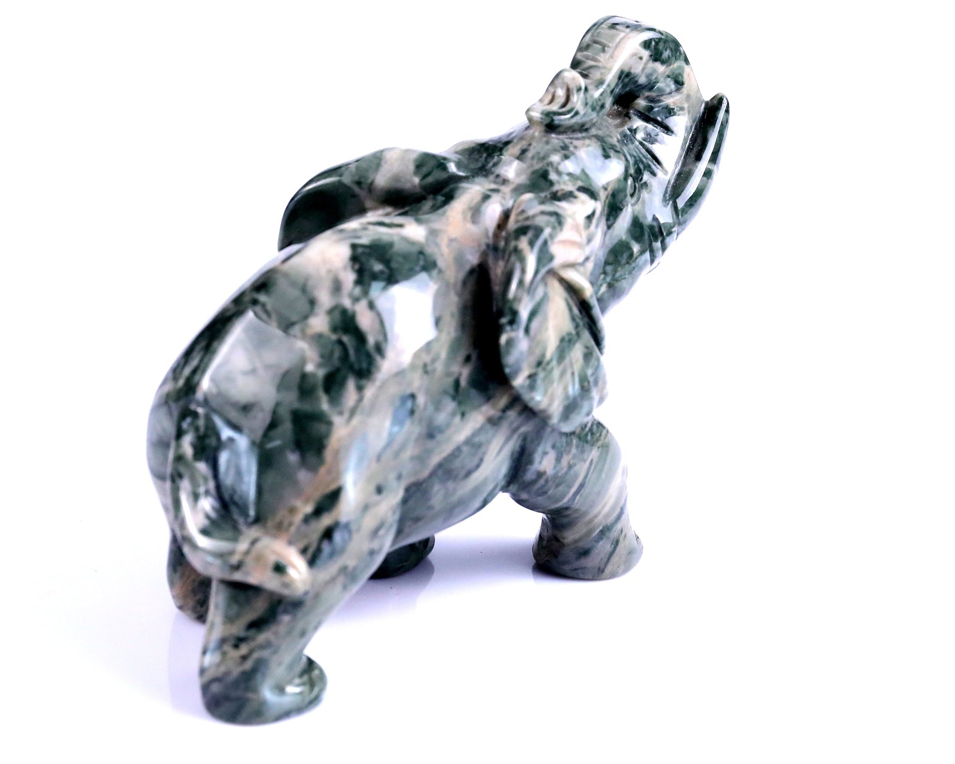Nicedony 4.3" Jiulong Jade Hand Carved Crystal Elephant Sculpture - View 4