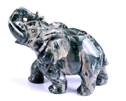 Nicedony 4.3" Jiulong Jade Hand Carved Crystal Elephant Sculpture - View 7