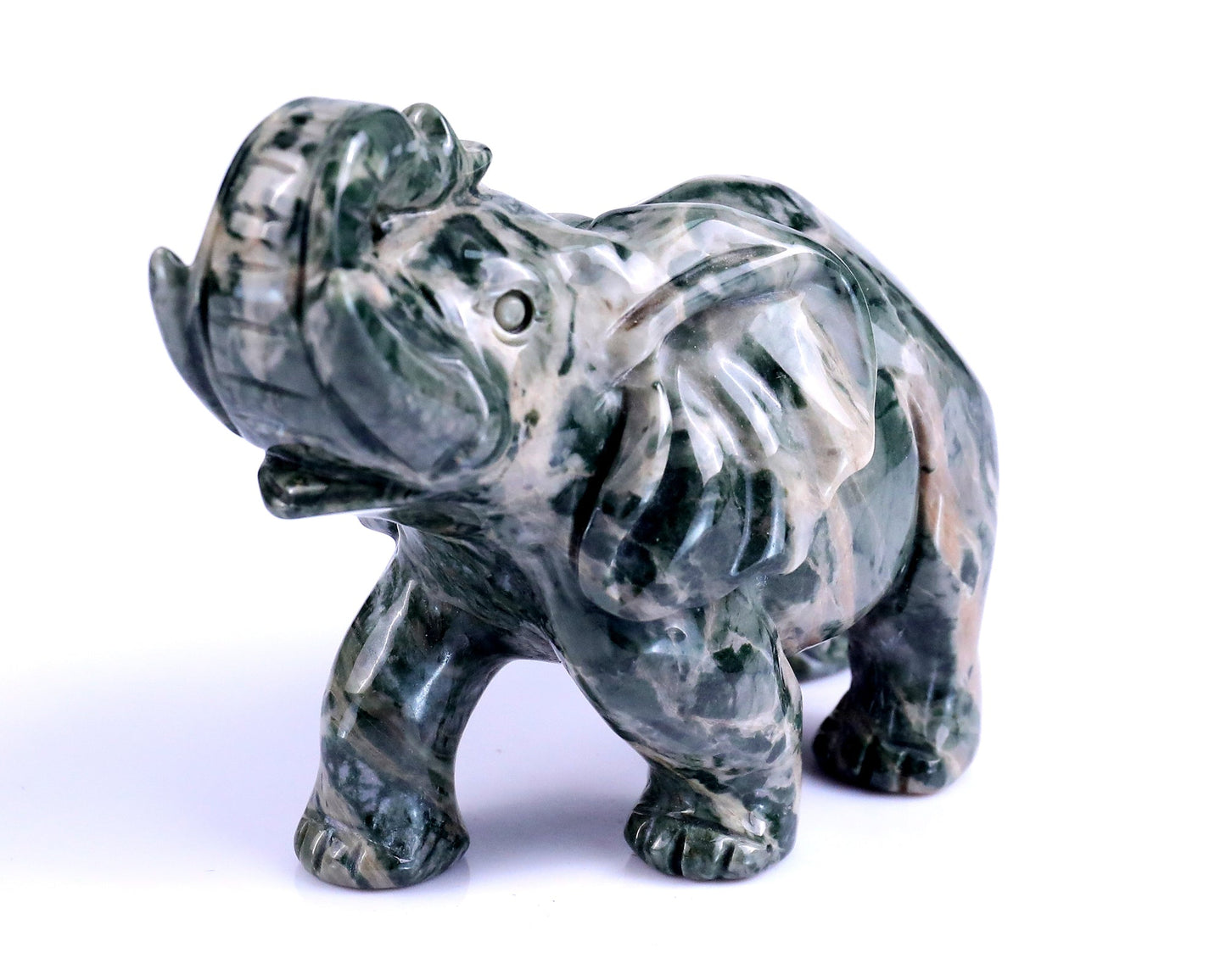 Nicedony 4.3" Jiulong Jade Hand Carved Crystal Elephant Sculpture - View 9