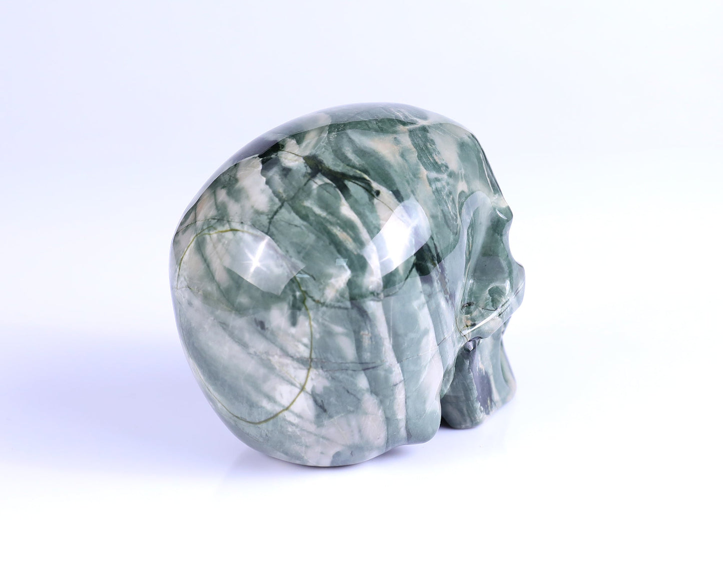 Nicedony 4.3" Jiulong Jade Hand Carved Realistic Skull Sculpture - View 4