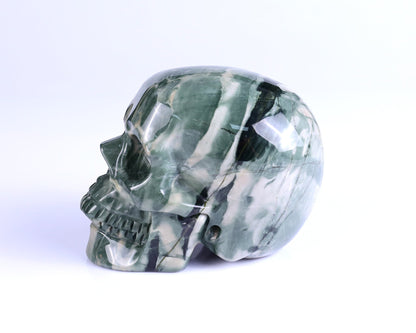 Nicedony 4.3" Jiulong Jade Hand Carved Realistic Skull Sculpture - View 7
