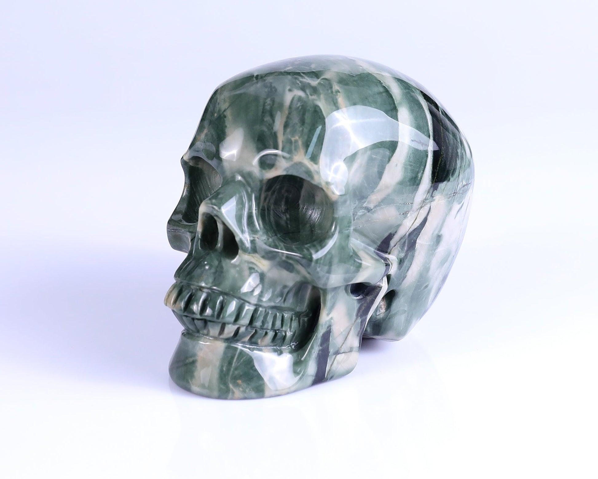 Nicedony 4.3" Jiulong Jade Hand Carved Realistic Skull Sculpture - View 9