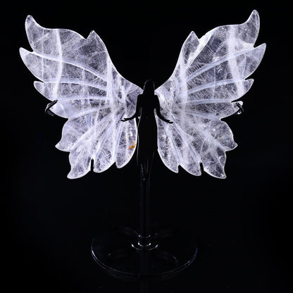 Nicedony 4.3" Quartz Rock Hand Carved Crystal Spirit Wings Sculpture