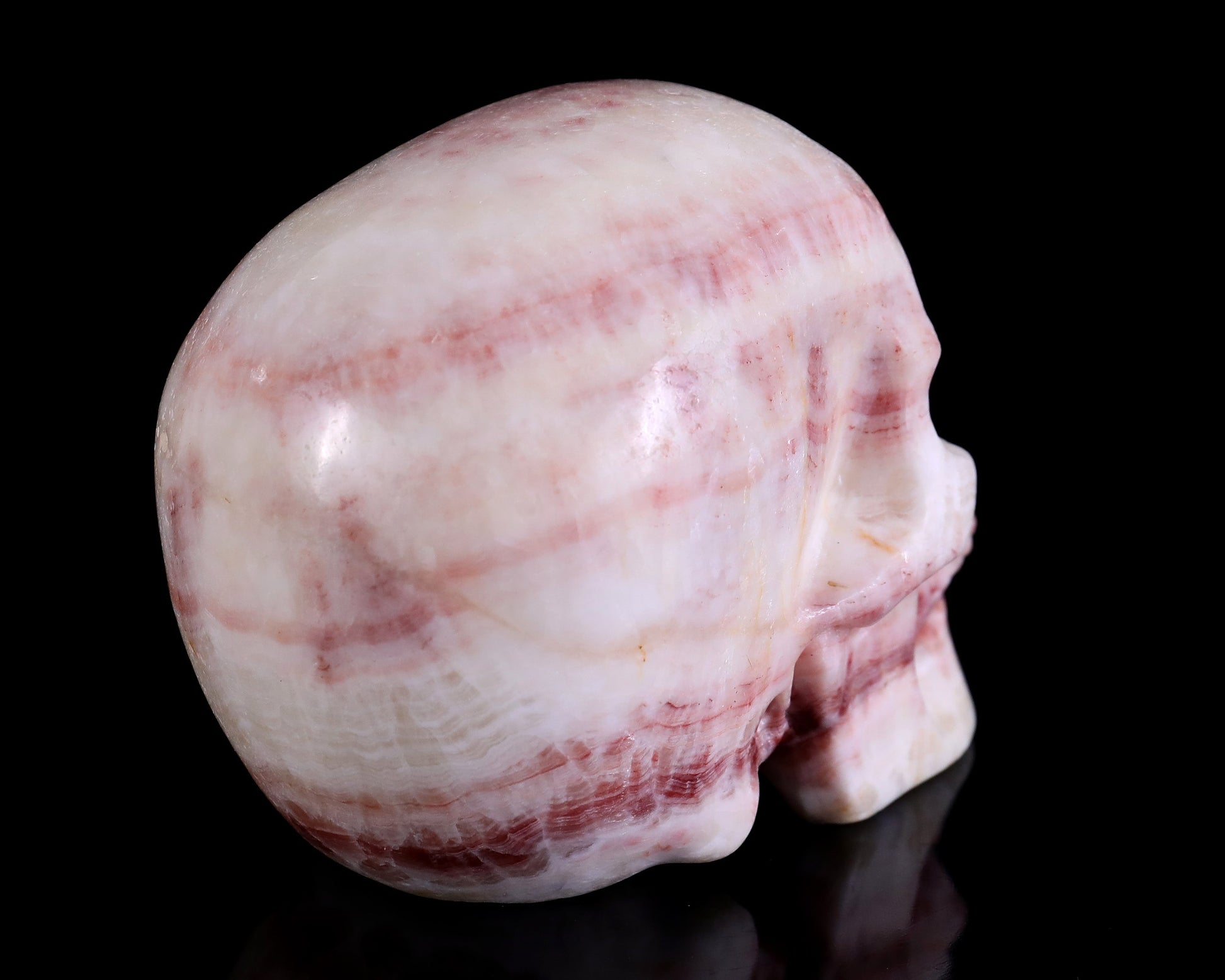 Nicedony 4.3" Red Zebra Agate Hand Carved Realistic Skull Sculpture - View 4