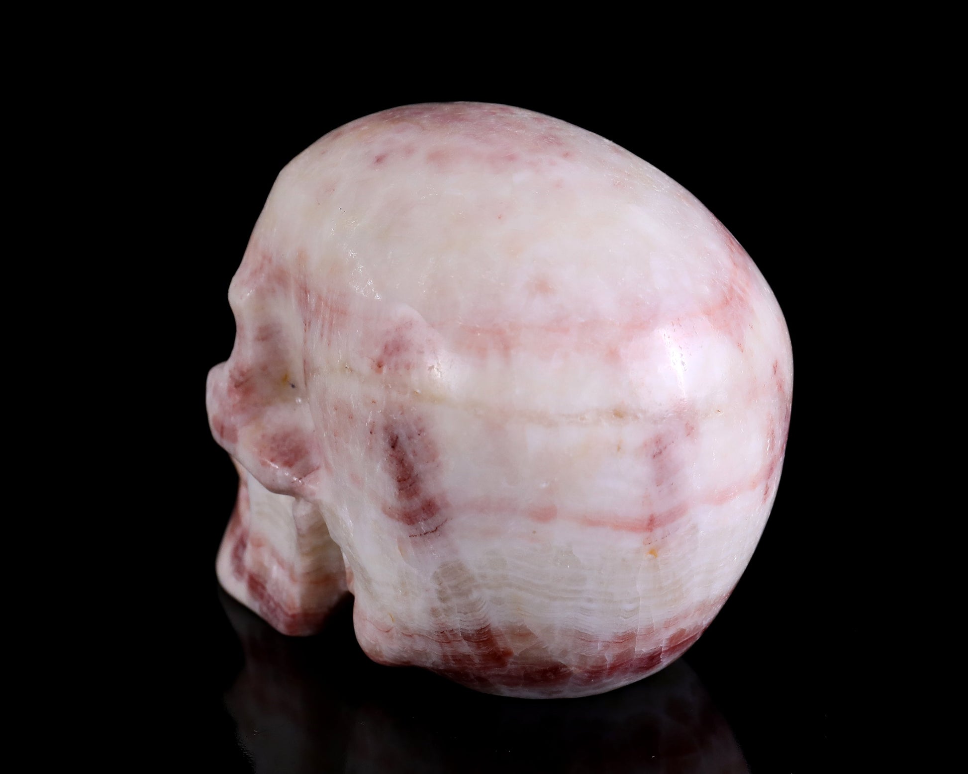 Nicedony 4.3" Red Zebra Agate Hand Carved Realistic Skull Sculpture - View 6
