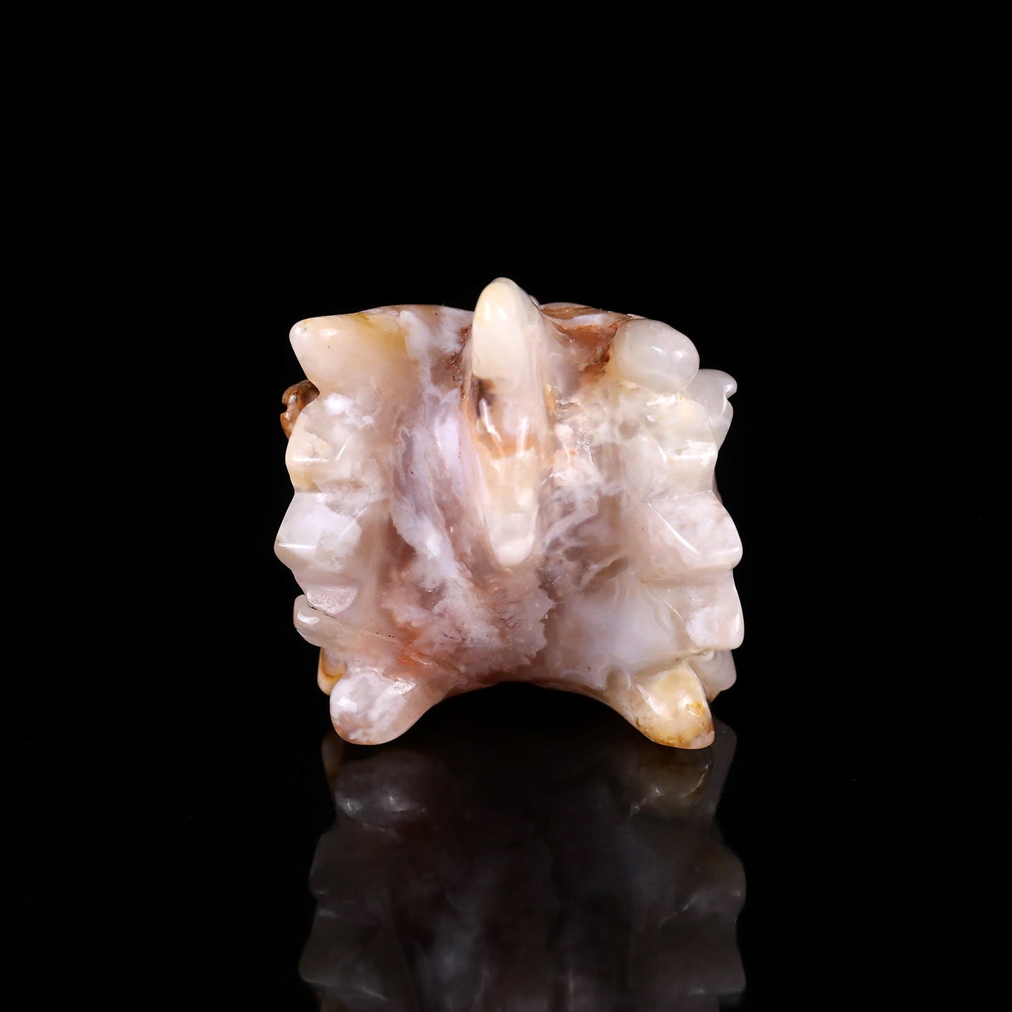Nicedony 4.3" Sakura Agate Hand Carved Crystal Dragon Skull Sculpture - View 5