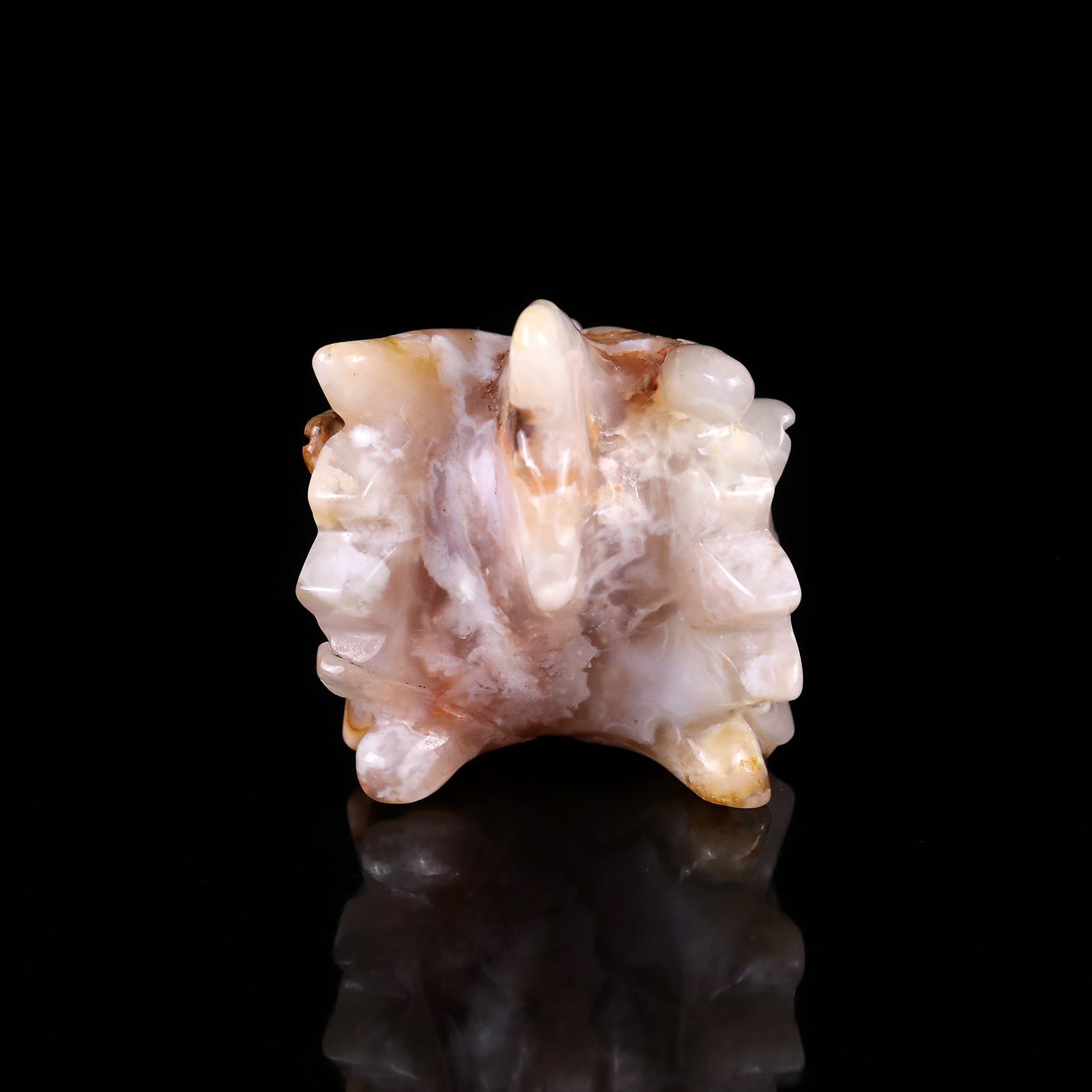 Nicedony 4.3" Sakura Agate Hand Carved Crystal Dragon Skull Sculpture - View 5