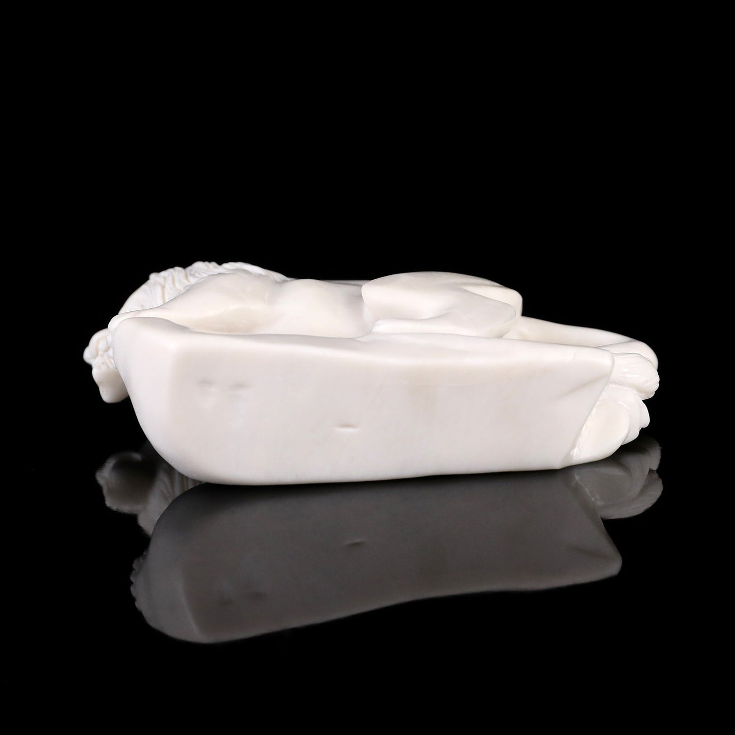 Nicedony 4.3" White Jade Hand Carved Crystal Lion Sculpture - View 7