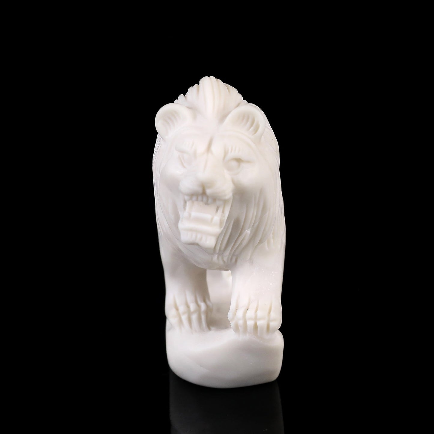 Nicedony 4.3" White Jade Hand Carved Crystal Lion Sculpture - View 5