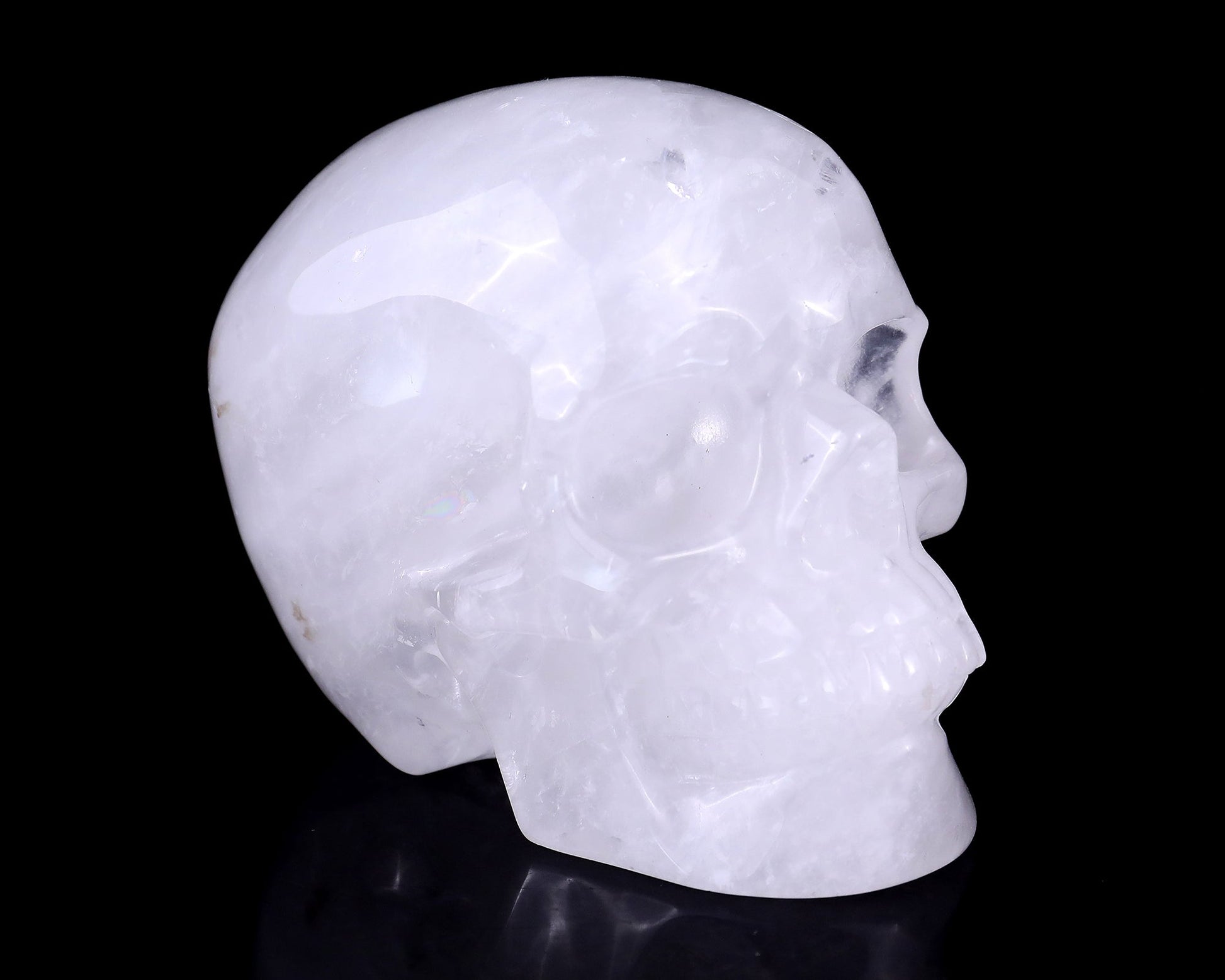 Nicedony 4.4" Angolan Quartz Hand Carved Realistic Skull Sculpture