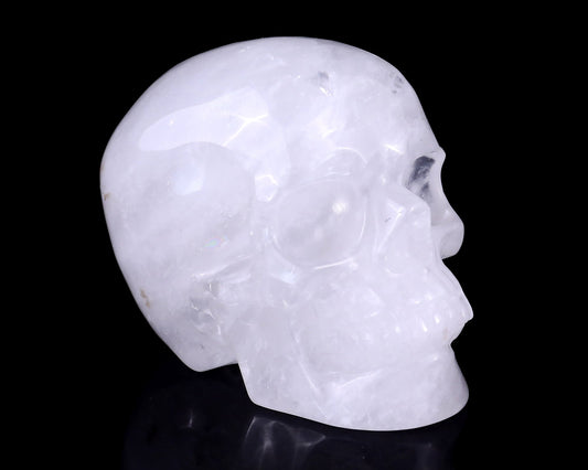 Nicedony 4.4" Angolan Quartz Hand Carved Realistic Skull Sculpture