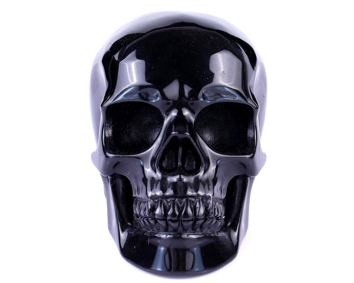 Nicedony 4.4" Black Obsidian Hand Carved Realistic Skull Sculpture (SKU: 5100070) - Photo 2