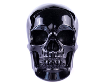 Nicedony 4.4" Black Obsidian Hand Carved Realistic Skull Sculpture - View 2