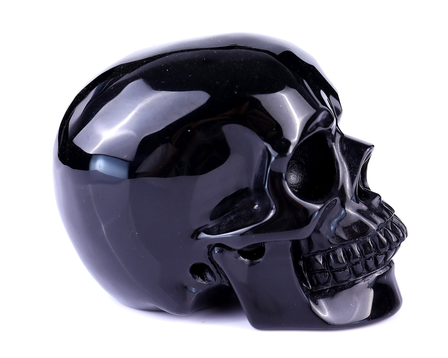 Nicedony 4.4" Black Obsidian Hand Carved Realistic Skull Sculpture (SKU: 5100070) - Photo 3