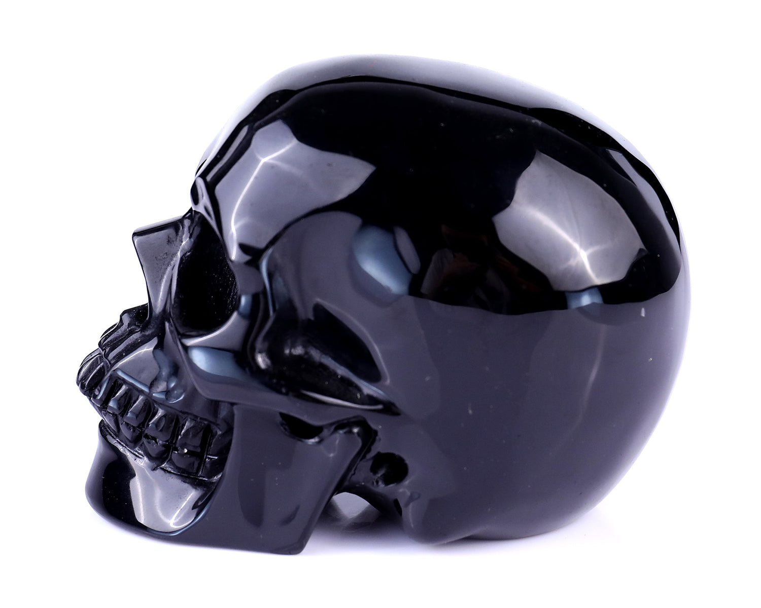 Nicedony 4.4" Black Obsidian Hand Carved Realistic Skull Sculpture (SKU: 5100070) - Photo 4