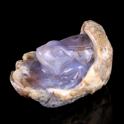 Nicedony 4.4" Blue Chalcedony Hand Carved Crystal Frog Sculpture - View 8