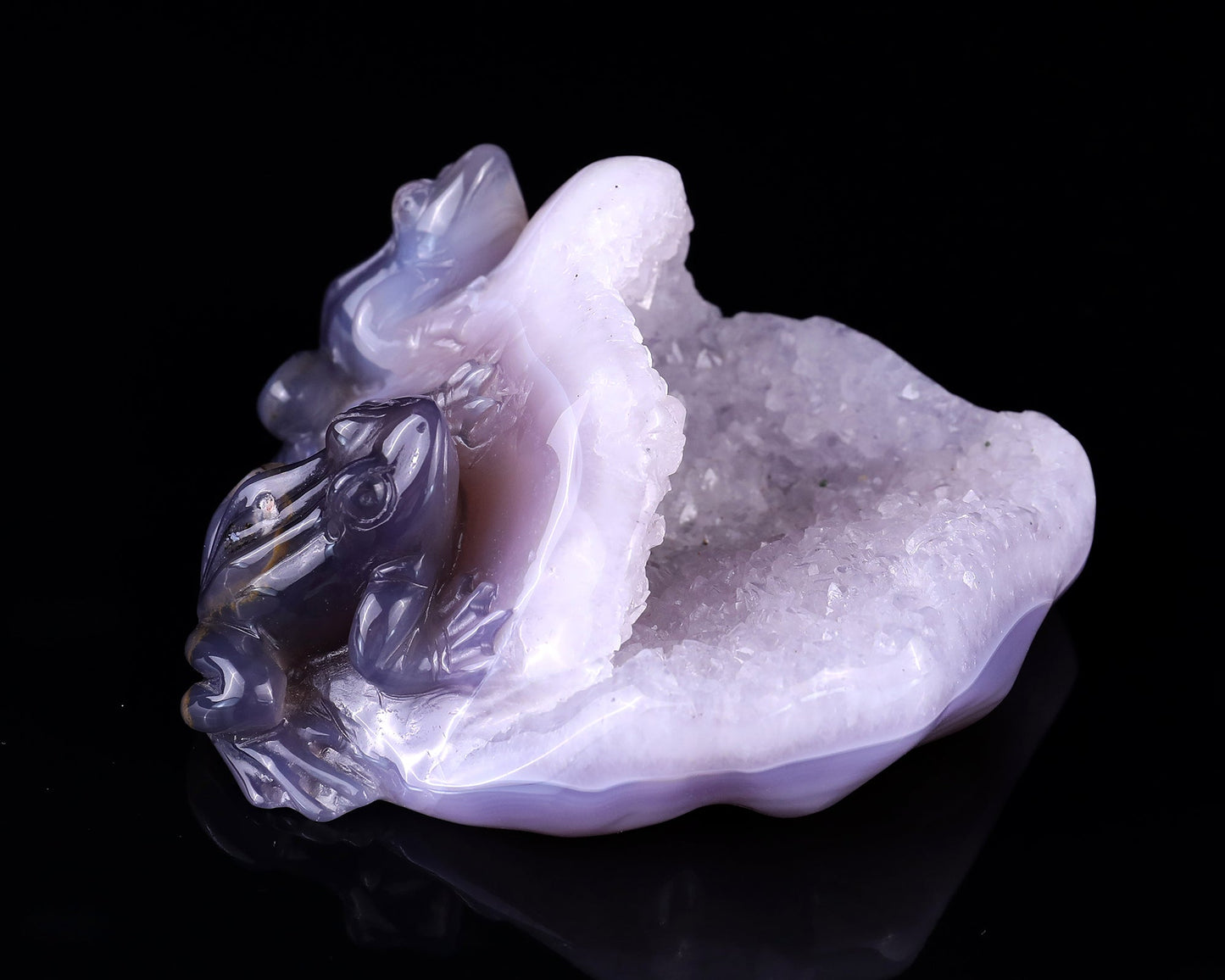 Nicedony 4.4" Geode Agate Hand Carved Crystal Frog Sculpture - View 4