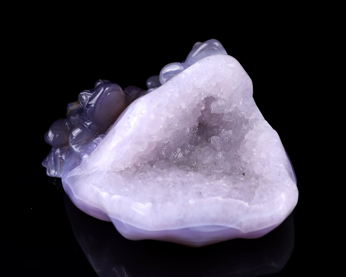 Nicedony 4.4" Geode Agate Hand Carved Crystal Frog Sculpture - View 3