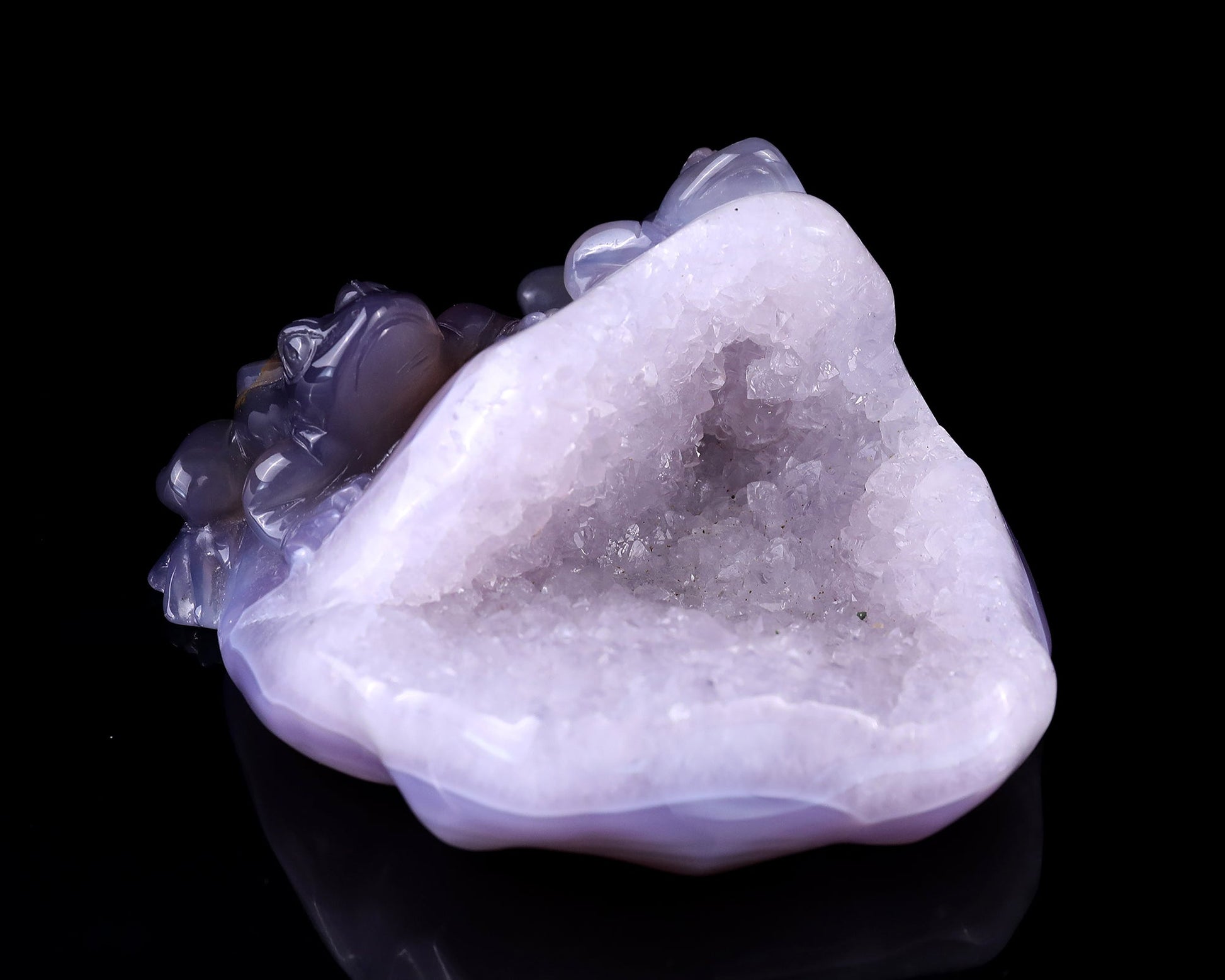 Nicedony 4.4" Geode Agate Hand Carved Crystal Frog Sculpture - View 3