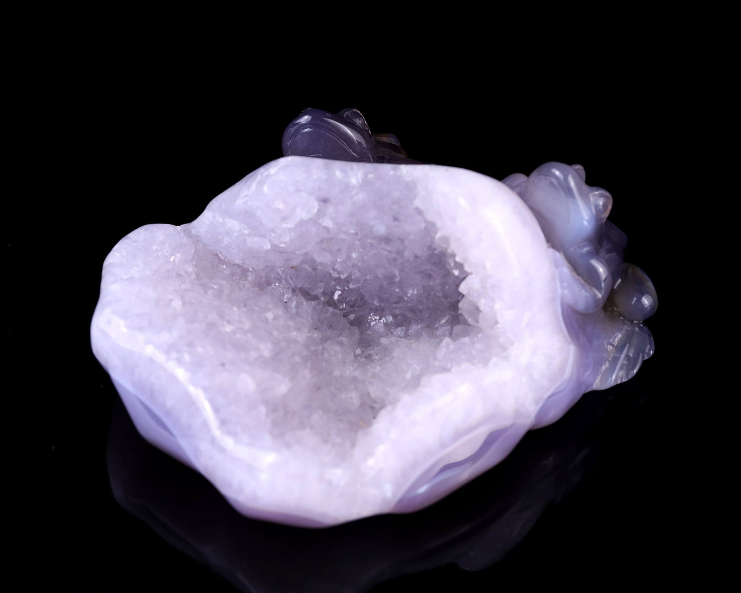 Nicedony 4.4" Geode Agate Hand Carved Crystal Frog Sculpture - View 2