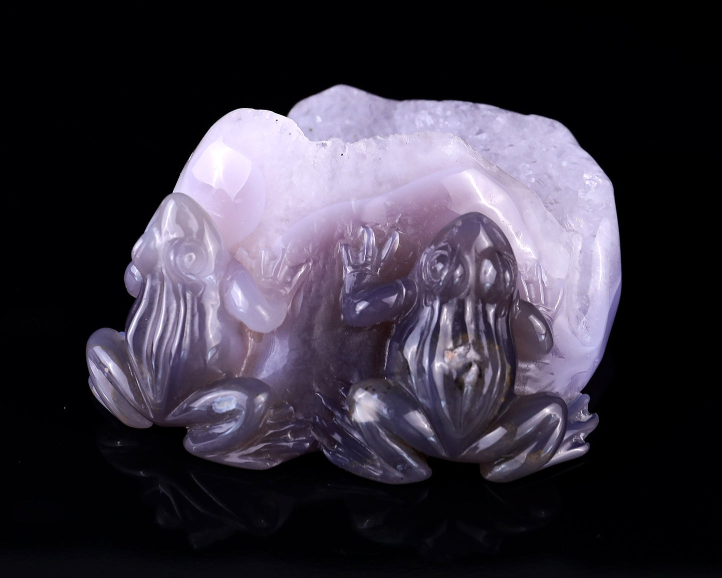 Nicedony 4.4" Geode Agate Hand Carved Crystal Frog Sculpture - View 5