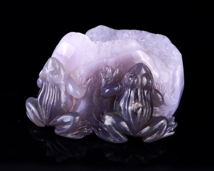 Nicedony 4.4" Geode Agate Hand Carved Crystal Frog Sculpture - View 5