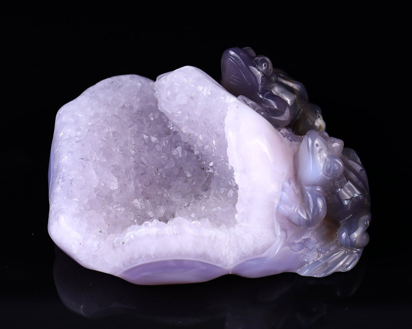 Nicedony 4.4" Geode Agate Hand Carved Crystal Frog Sculpture - View 8
