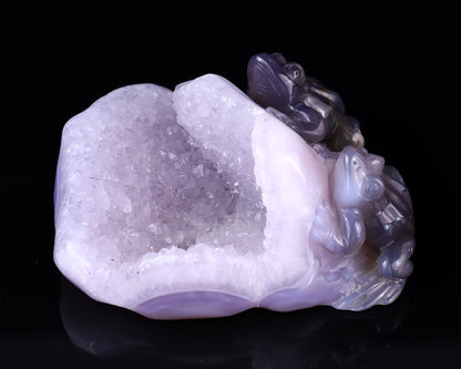 Nicedony 4.4" Geode Agate Hand Carved Crystal Frog Sculpture - View 8