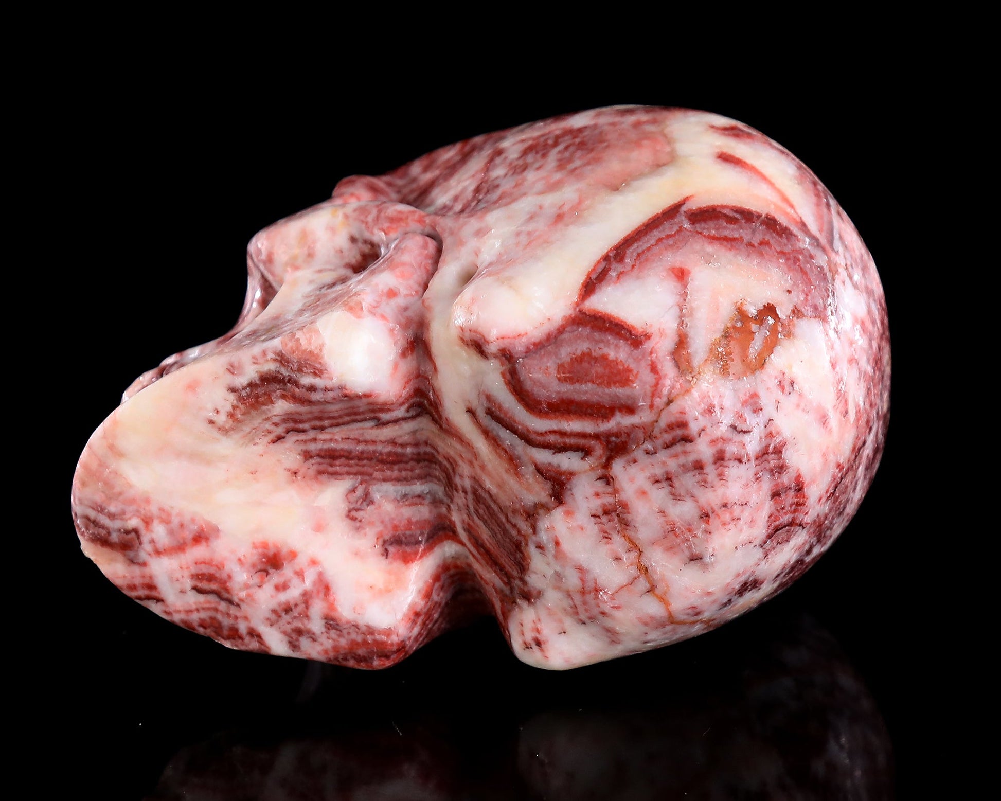 Nicedony 4.4" Red Zebra Agate Hand Carved Crystal Skull Sculpture - View 8