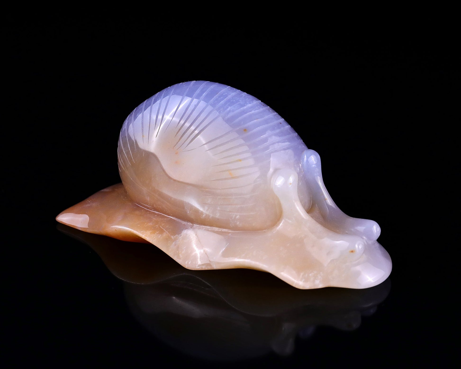 Nicedony 4.5" Chalcedony Hand Carved Crystal Snail Sculpture