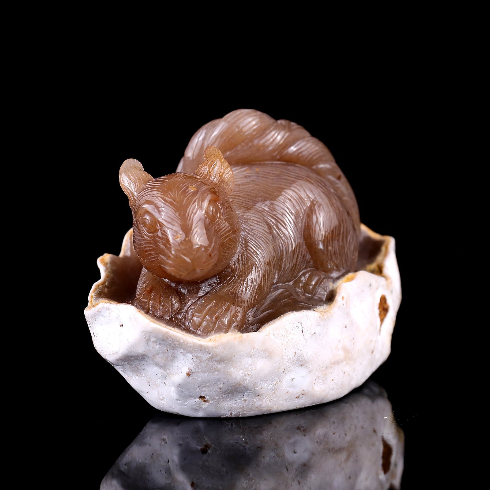 Nicedony 4.5" Chalcedony Hand Carved Crystal Squirrel Sculpture - View 8