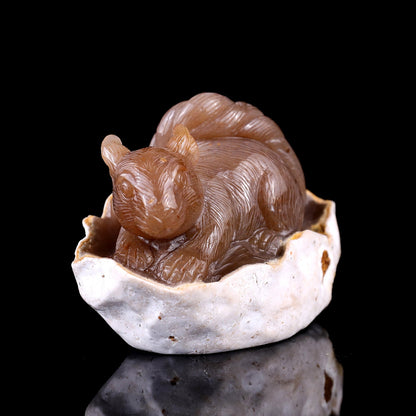 Nicedony 4.5" Chalcedony Hand Carved Crystal Squirrel Sculpture - View 8