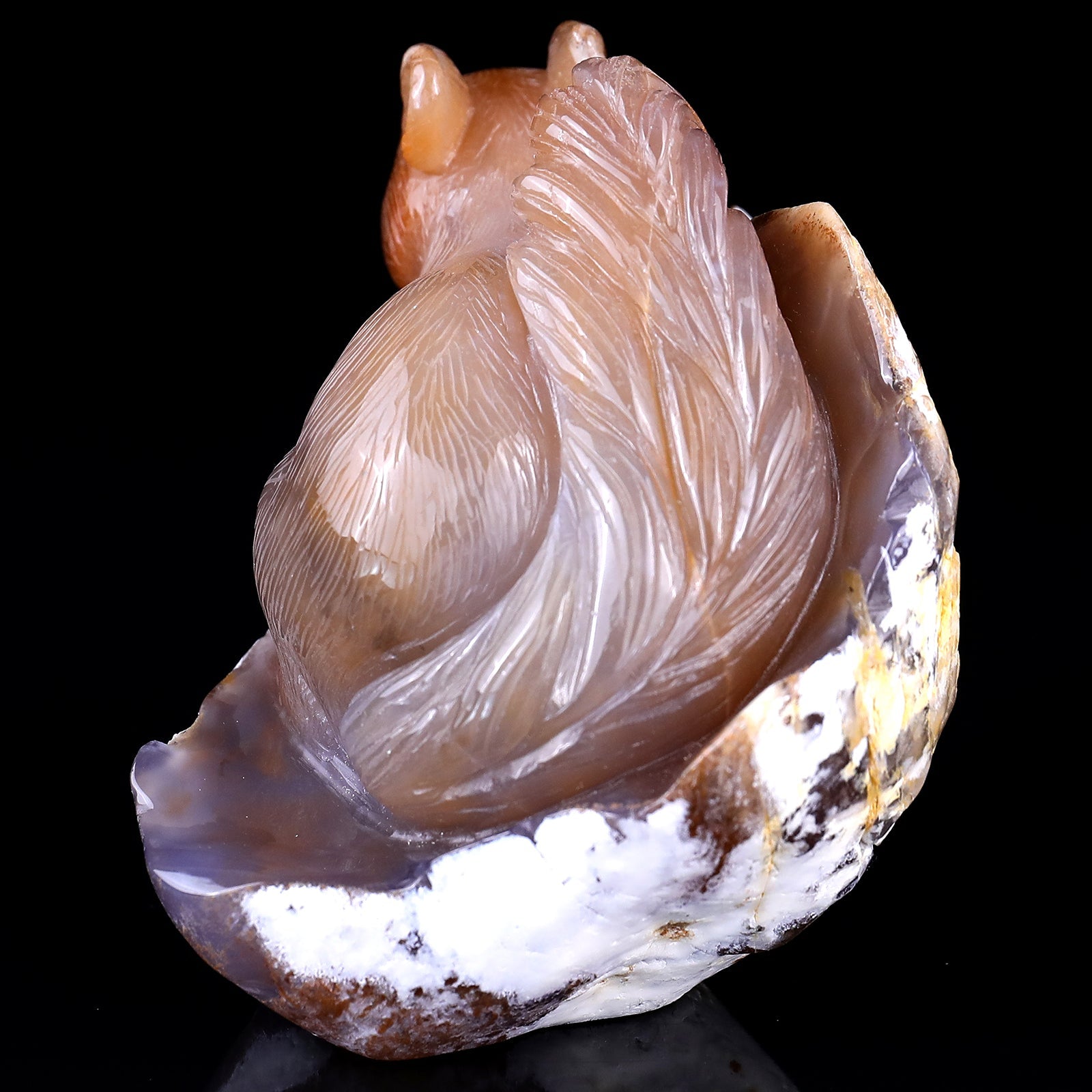 Nicedony 4.5" Chalcedony Hand Carved Crystal Squirrel Sculpture - View 5
