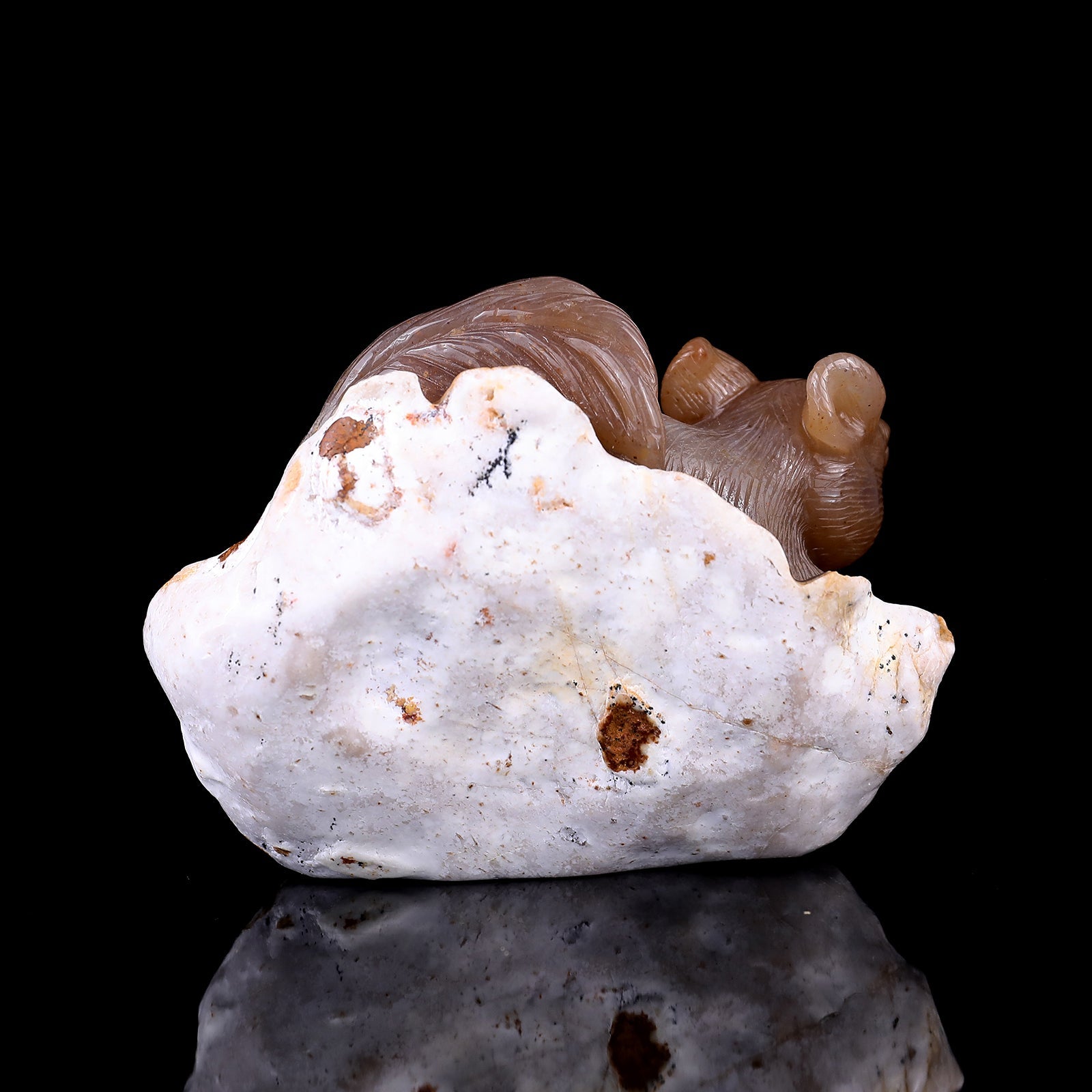 Nicedony 4.5" Chalcedony Hand Carved Crystal Squirrel Sculpture - View 12