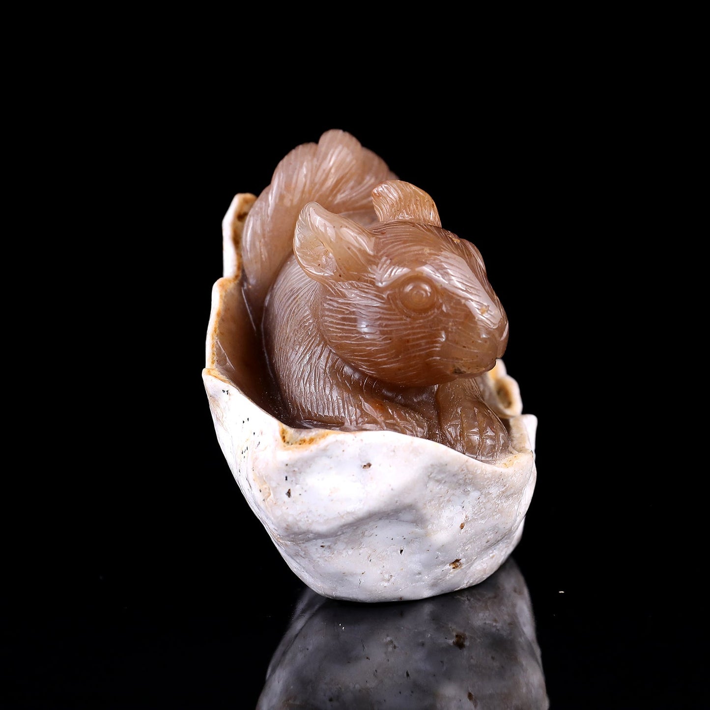 Nicedony 4.5" Chalcedony Hand Carved Crystal Squirrel Sculpture - View 9