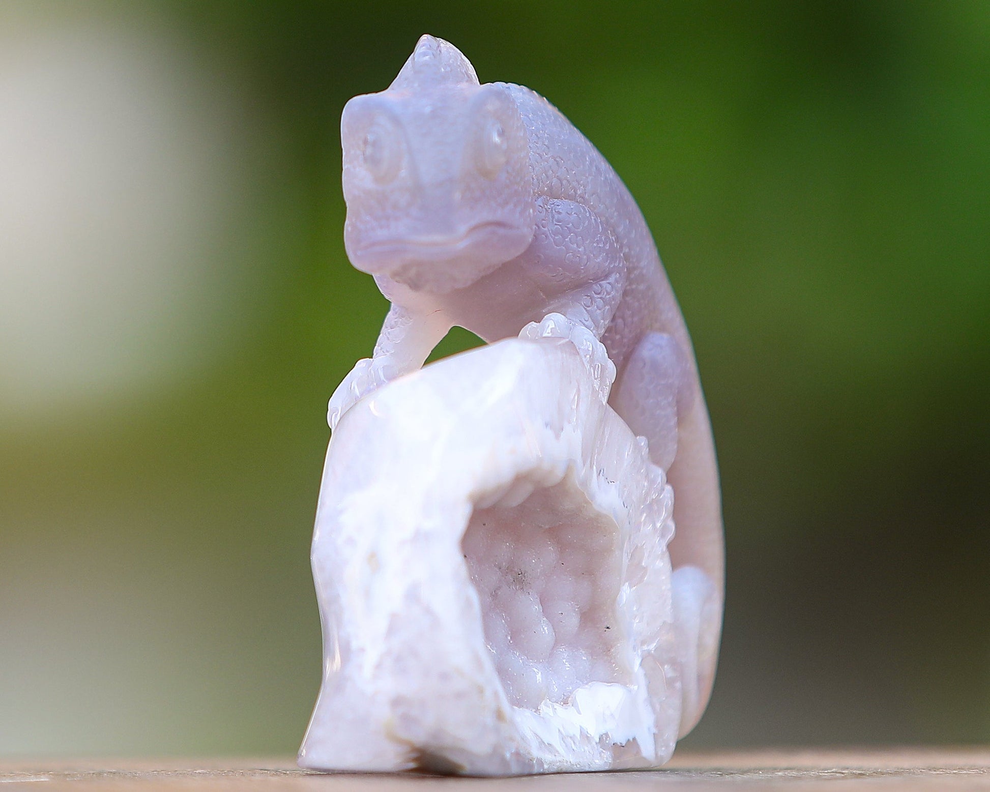 Nicedony 4.6" Amethyst Geode Agate Hand Carved Lizard Sculpture - View 6