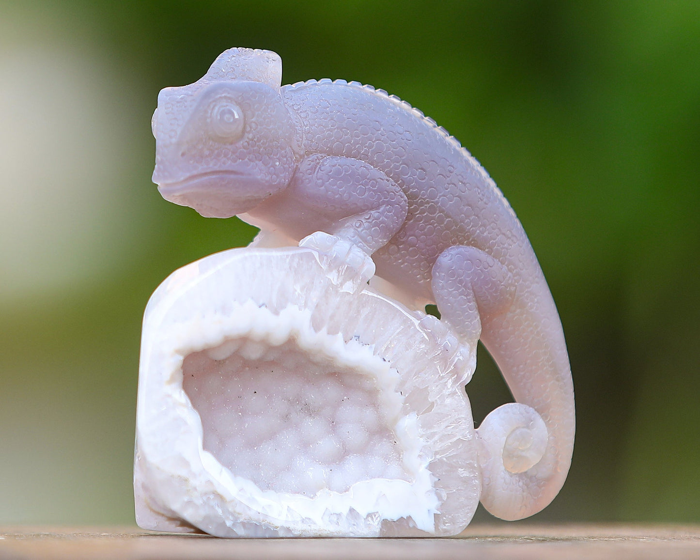 Nicedony 4.6" Amethyst Geode Agate Hand Carved Lizard Sculpture - View 8