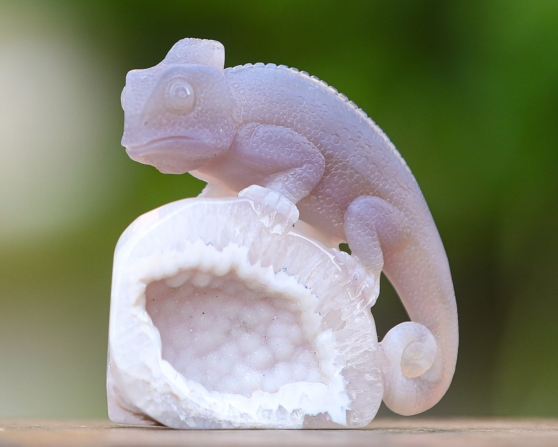 Nicedony 4.6" Amethyst Geode Agate Hand Carved Lizard Sculpture - View 8