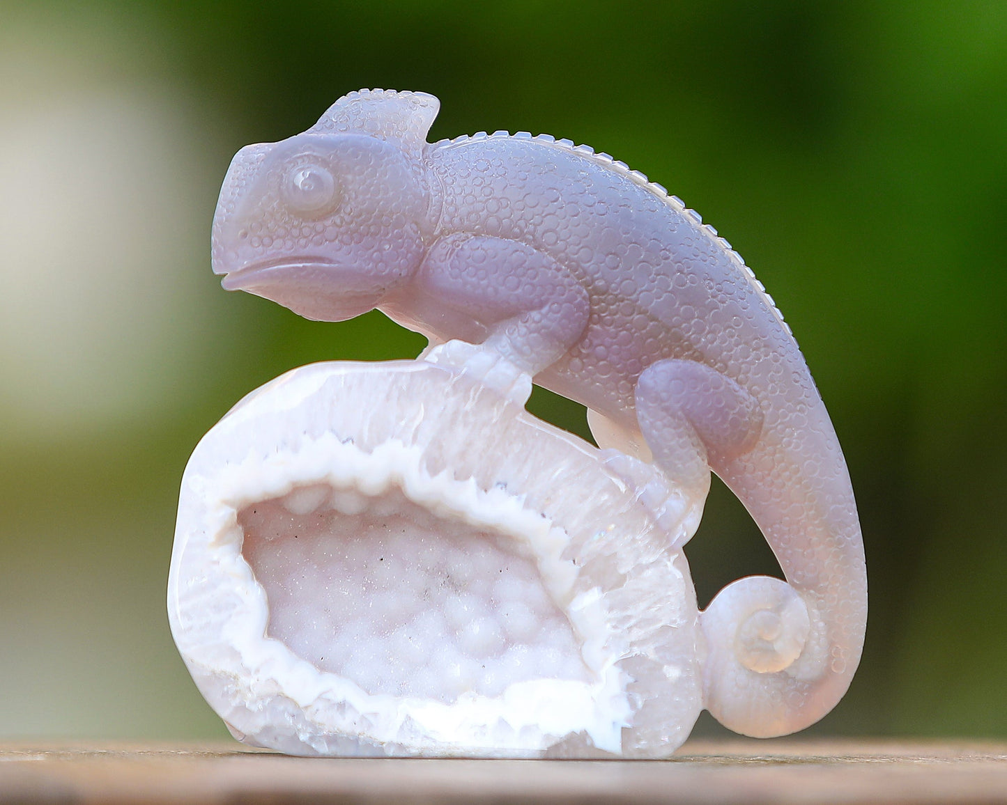 Nicedony 4.6" Amethyst Geode Agate Hand Carved Lizard Sculpture - View 9