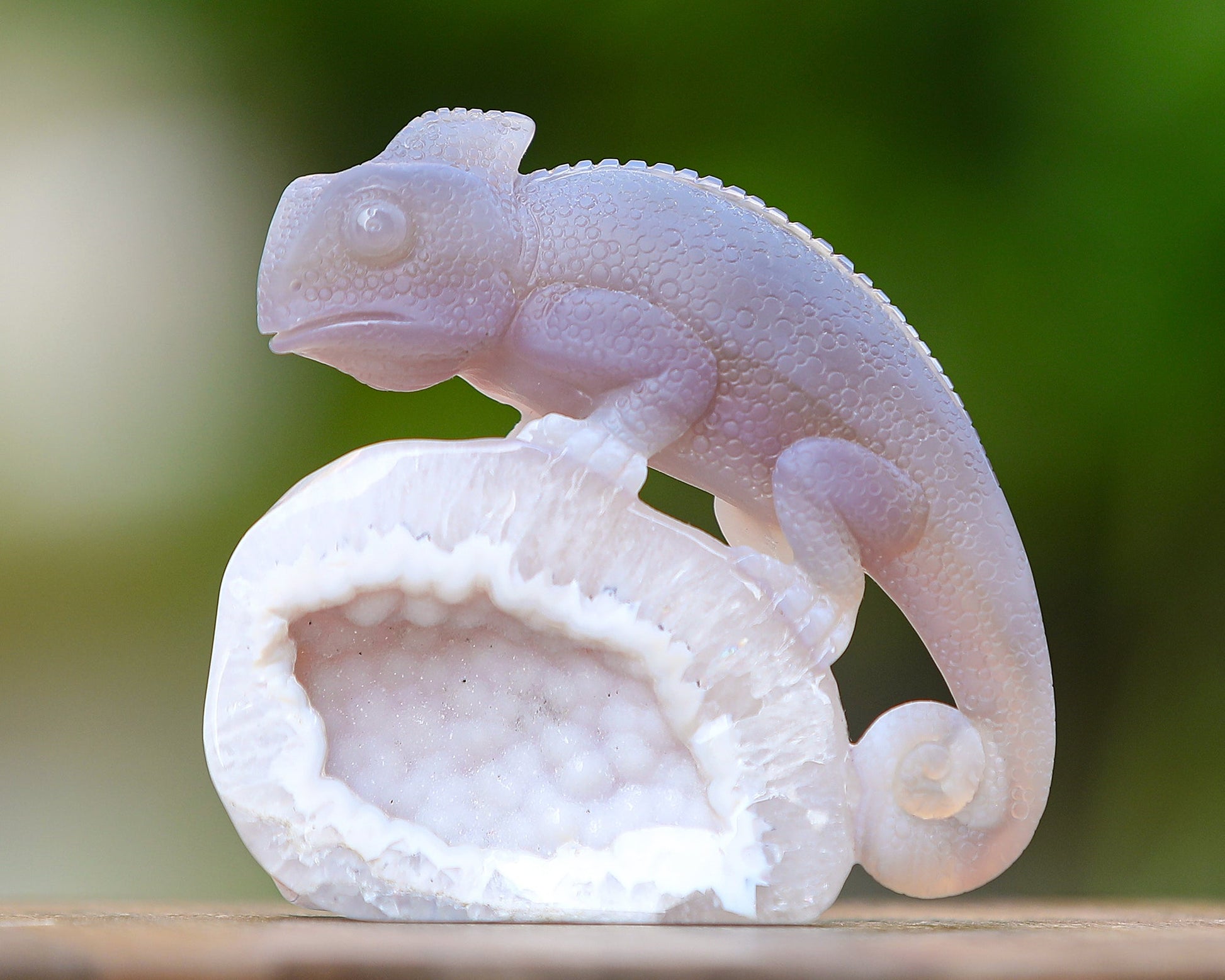 Nicedony 4.6" Amethyst Geode Agate Hand Carved Lizard Sculpture - View 9