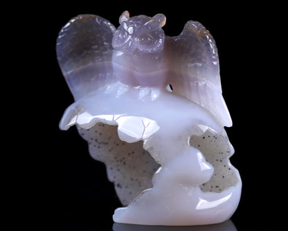 Nicedony 4.6" Blue Chalcedony Hand Carved Crystal Owl Sculpture - View 7