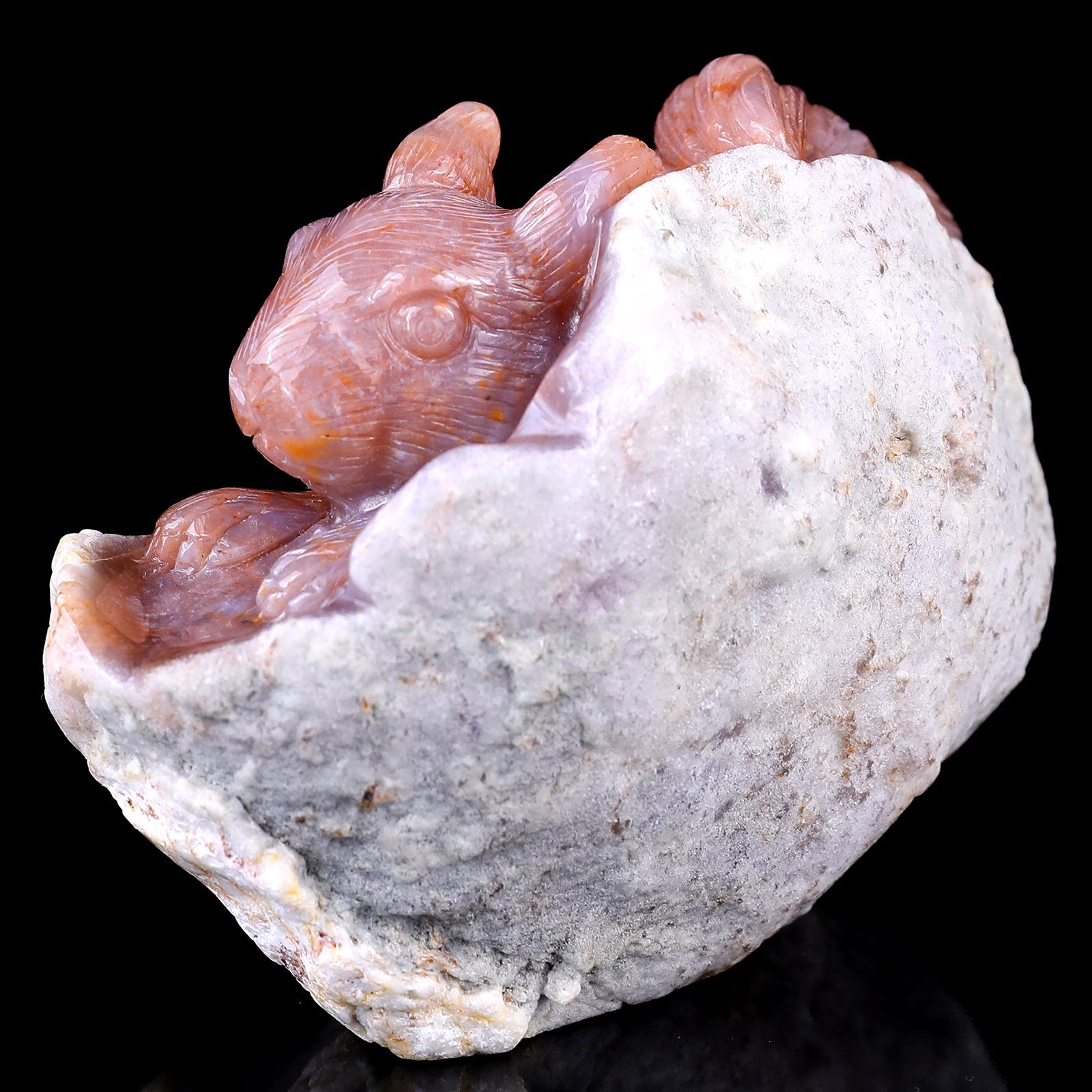 Nicedony 4.6" Chalcedony Hand Carved Crystal Squirrel Sculpture - View 7