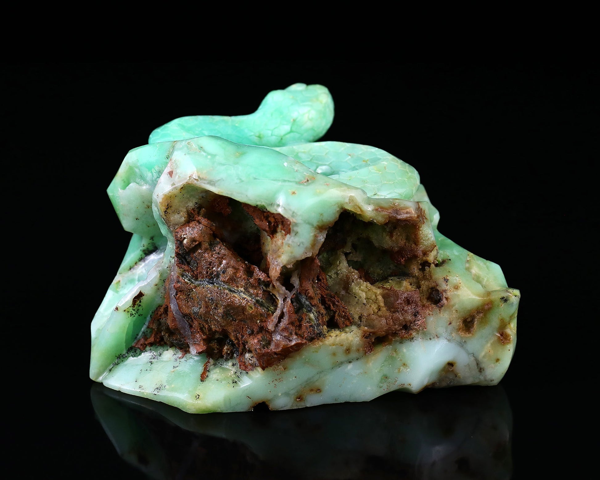Nicedony Amazing 4.6" Green Opal Hand Carved Crystal Snake Sculpture - View 5