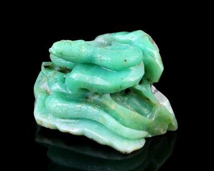 Nicedony Amazing 4.6" Green Opal Hand Carved Crystal Snake Sculpture - View 7