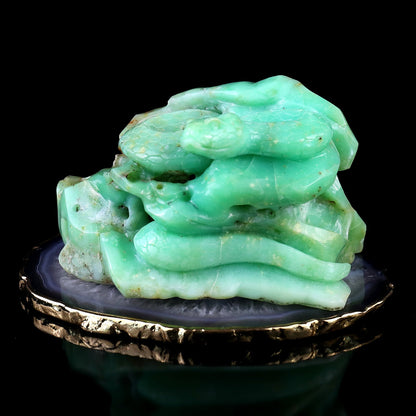 Nicedony Amazing 4.6" Green Opal Hand Carved Crystal Snake Sculpture - View 8