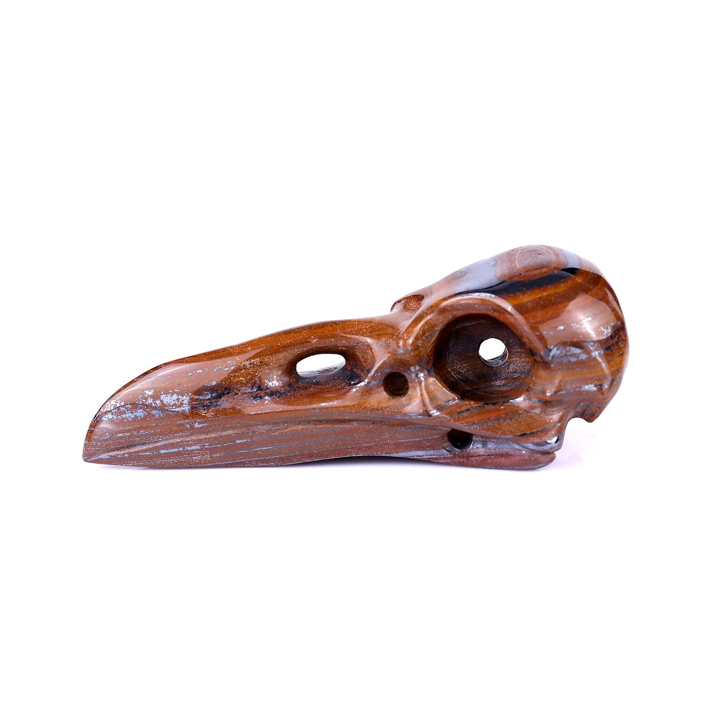 Nicedony 4.6" Tiger Iron Eye Hand Carved Raven Skull Sculpture - View 4