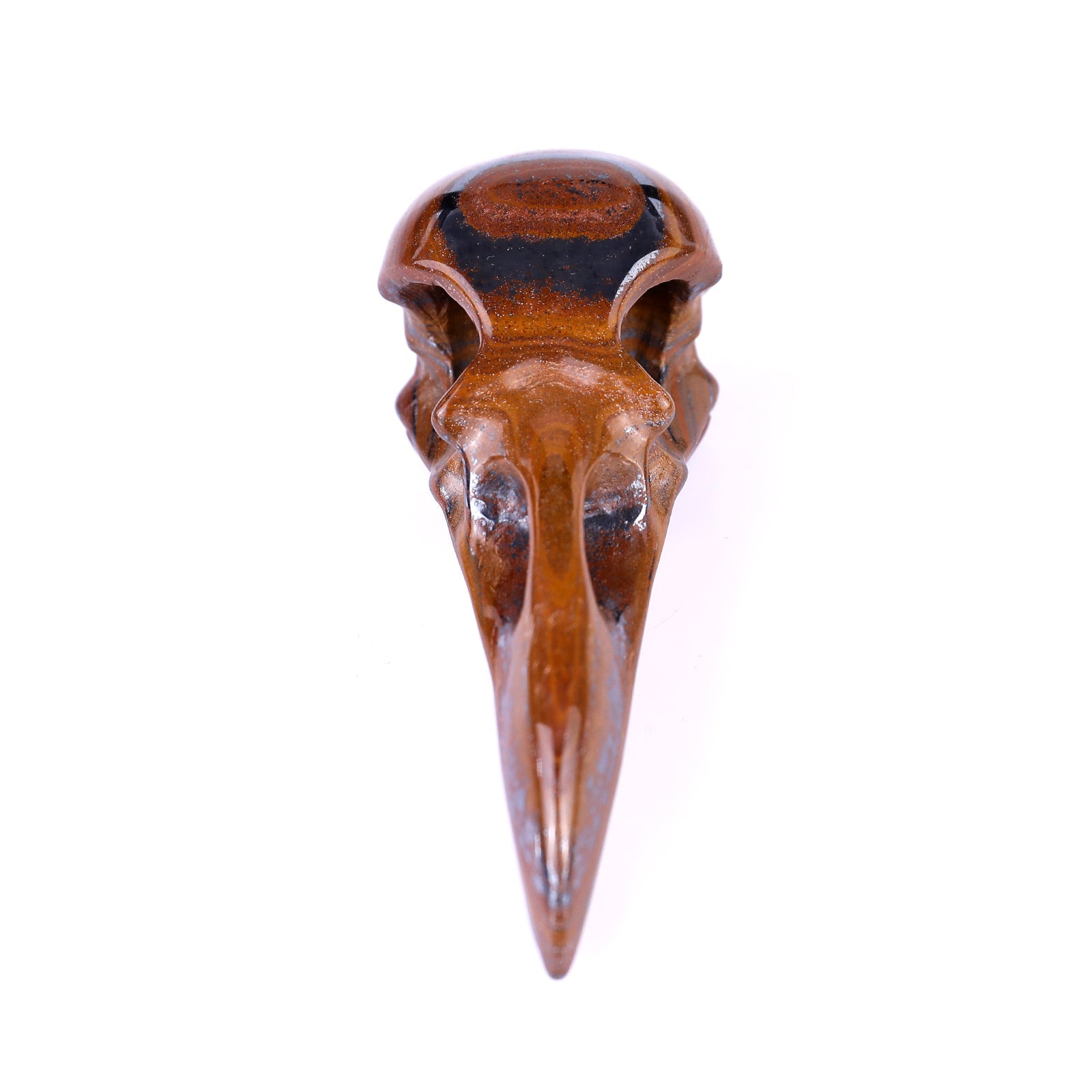 Nicedony 4.6" Tiger Iron Eye Hand Carved Raven Skull Sculpture - View 2