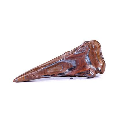 Nicedony 4.6" Tiger Iron Eye Hand Carved Raven Skull Sculpture - View 6