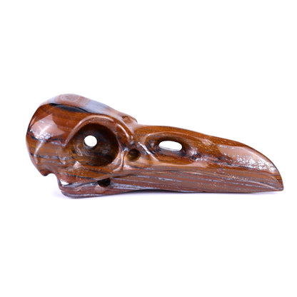 Nicedony 4.6" Tiger Iron Eye Hand Carved Raven Skull Sculpture - View 3