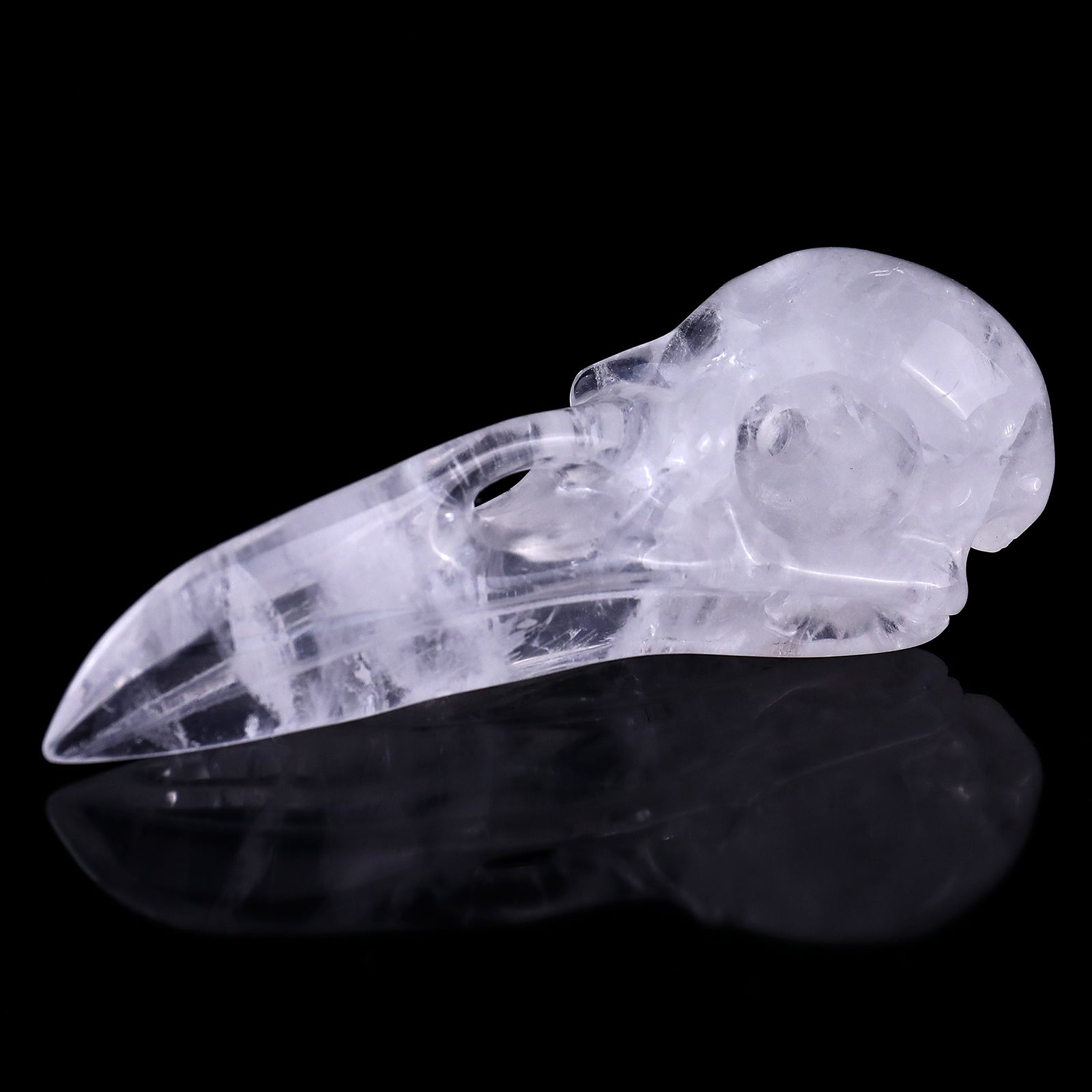 Nicedony 4.7" Angolan Quartz Hand Carved Raven Skull Sculpture - View 7